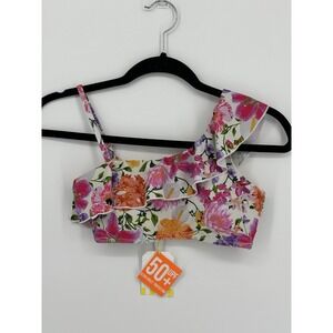 Shade Critters Girls 12 Floral One Shoulder Ruffle Bikini Swim Top NWT UPF 50+